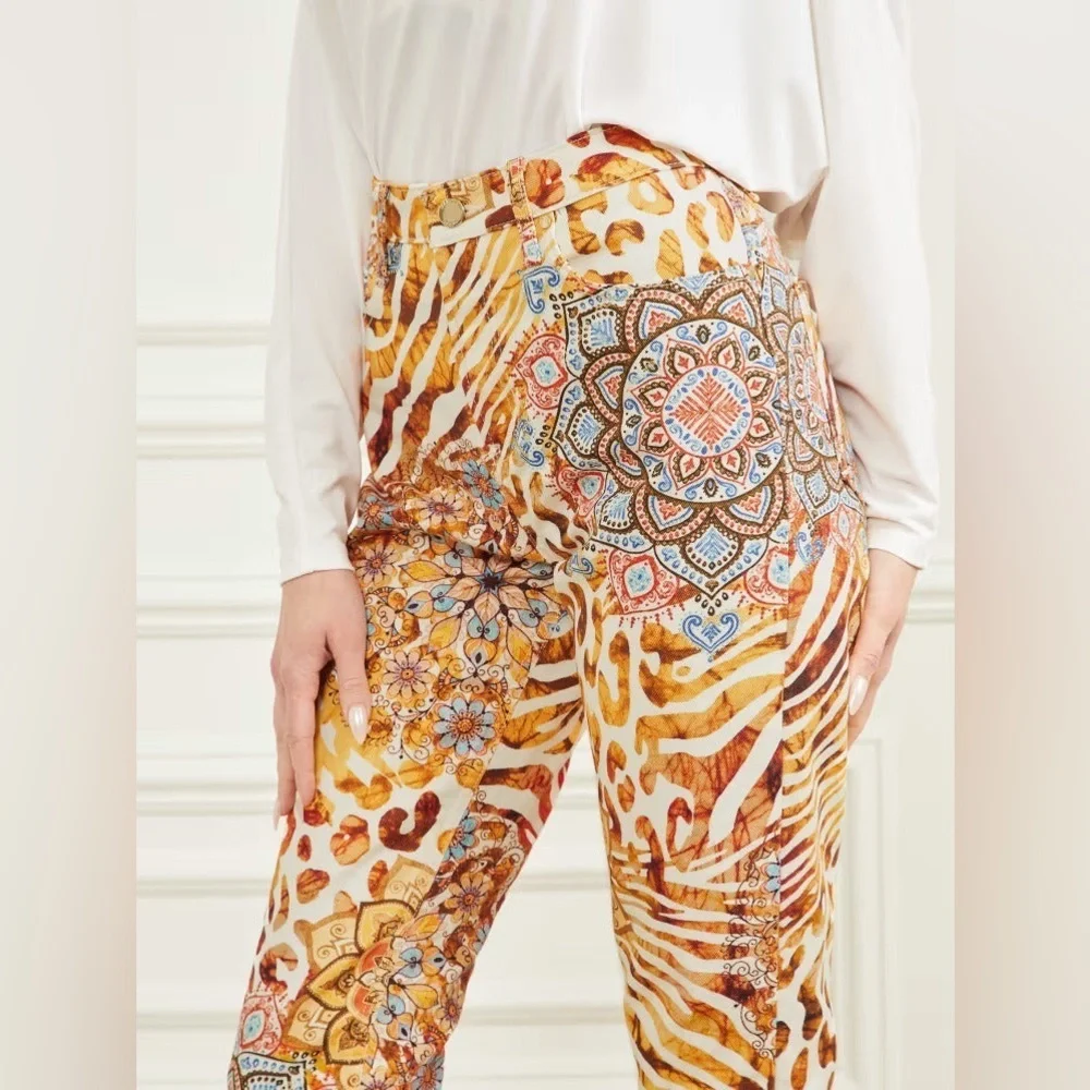 New Guess by Marciano Vibrant Animal Print Jeans SZ 26